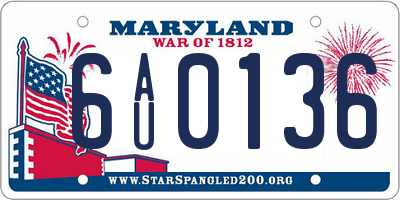 MD license plate 6AU0136