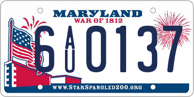 MD license plate 6AU0137