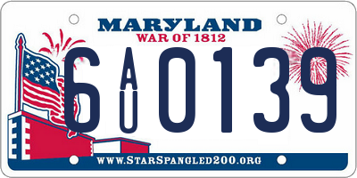 MD license plate 6AU0139