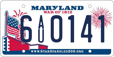 MD license plate 6AU0141