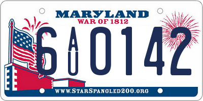 MD license plate 6AU0142
