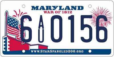 MD license plate 6AU0156