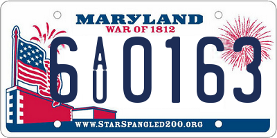 MD license plate 6AU0163