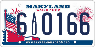 MD license plate 6AU0166