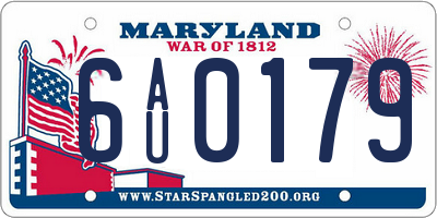 MD license plate 6AU0179