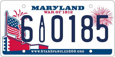 MD license plate 6AU0185