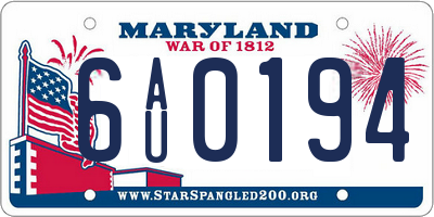 MD license plate 6AU0194