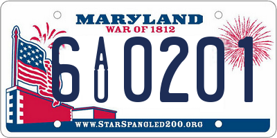 MD license plate 6AU0201