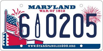 MD license plate 6AU0205