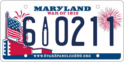 MD license plate 6AU0211