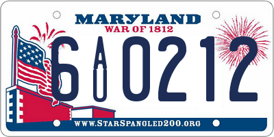 MD license plate 6AU0212