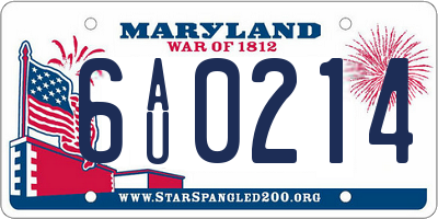 MD license plate 6AU0214