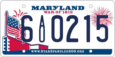 MD license plate 6AU0215