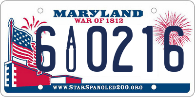MD license plate 6AU0216