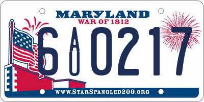 MD license plate 6AU0217