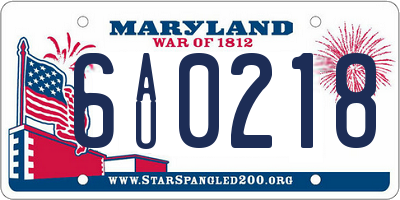 MD license plate 6AU0218