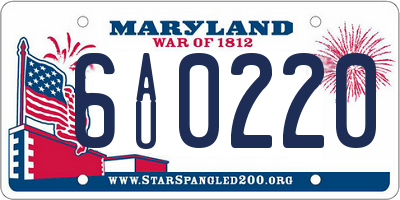 MD license plate 6AU0220