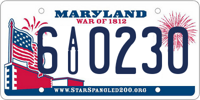 MD license plate 6AU0230