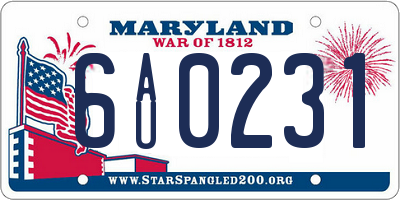 MD license plate 6AU0231