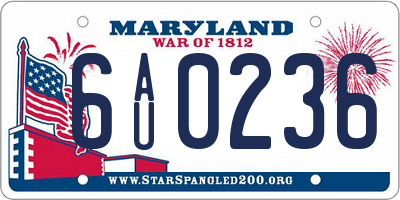 MD license plate 6AU0236
