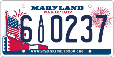 MD license plate 6AU0237