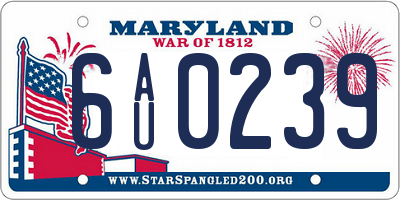 MD license plate 6AU0239