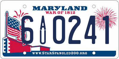 MD license plate 6AU0241