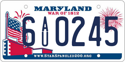 MD license plate 6AU0245