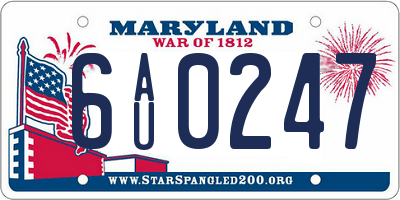 MD license plate 6AU0247