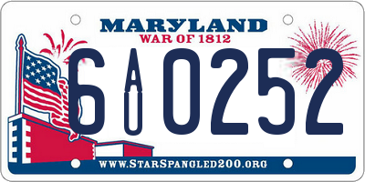 MD license plate 6AU0252