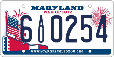 MD license plate 6AU0254