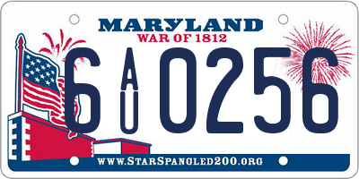 MD license plate 6AU0256