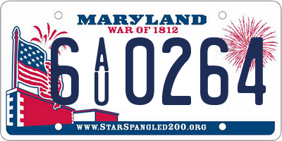 MD license plate 6AU0264