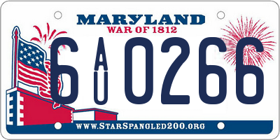 MD license plate 6AU0266