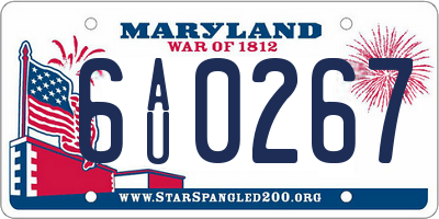 MD license plate 6AU0267