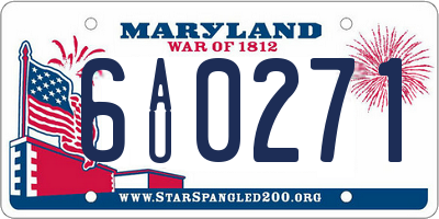 MD license plate 6AU0271
