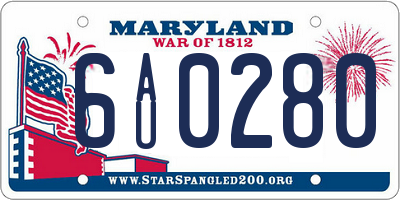 MD license plate 6AU0280