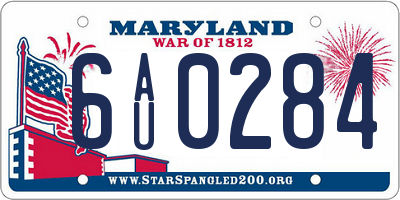 MD license plate 6AU0284