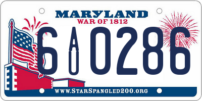 MD license plate 6AU0286