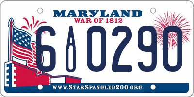 MD license plate 6AU0290
