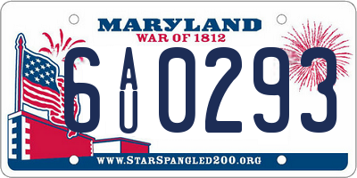 MD license plate 6AU0293