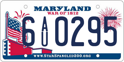 MD license plate 6AU0295