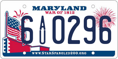 MD license plate 6AU0296