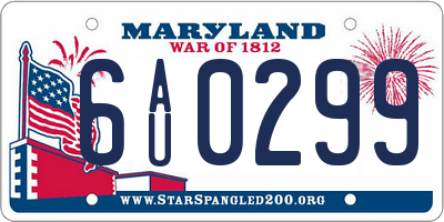 MD license plate 6AU0299