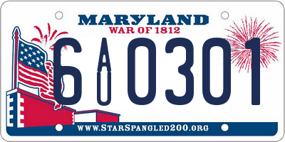 MD license plate 6AU0301