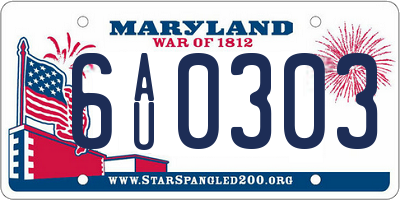 MD license plate 6AU0303