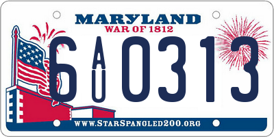 MD license plate 6AU0313