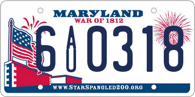 MD license plate 6AU0318