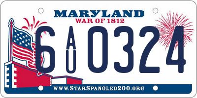 MD license plate 6AU0324