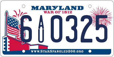 MD license plate 6AU0325